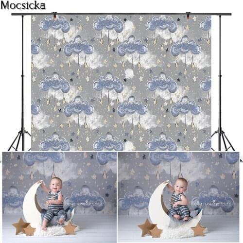 Mocsicka Newborn Nebula Photography Background Blue Clouds Snow Stars Backdrop Decoration Props Children Portrait Photo Studio