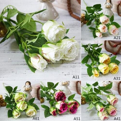 Simulation Single Branch 4 Head Elena Rose Buds Artificial Flowers Home Decoration