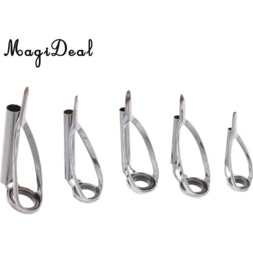 5pcs Fishing Rod Tip Top Guides Kit SIC Ring Spinning Casting Rod Building Guides DIY Size 1 - 5