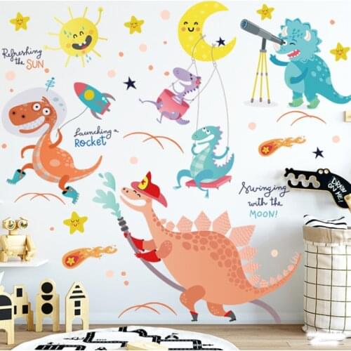 Dinosaur Shaped Wall Stickers, 4 Styles, Nursery Decor, Cartoon Animal Girl Boy, Aesthetic Wallpaper, Art