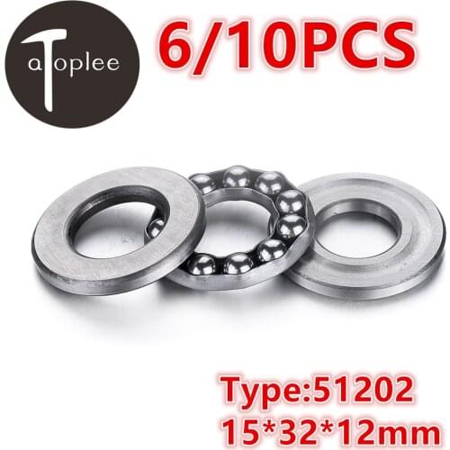 NEW 6/10Pcs 15*32*12mm 51202 Flat Thrust Ball Bearings Bearing Steel For Crane Hook Jack Low Speed Reducer Accessories