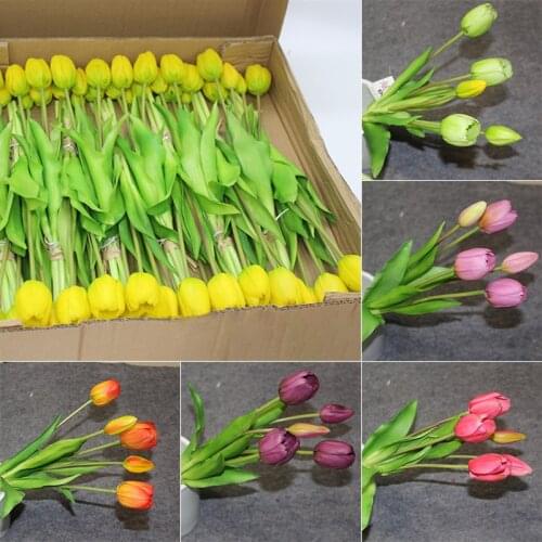 New Luxury Silicone Artificial Flower Home Decoration flores artificiales Real Touch Tulips Bouquet Decorative