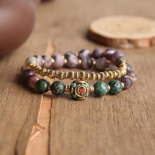 OAIITE 8mm Natural Stone Bead Bracelet 27 Mala Prayer Beads and for Practice of Yoga Meditation Bracelet