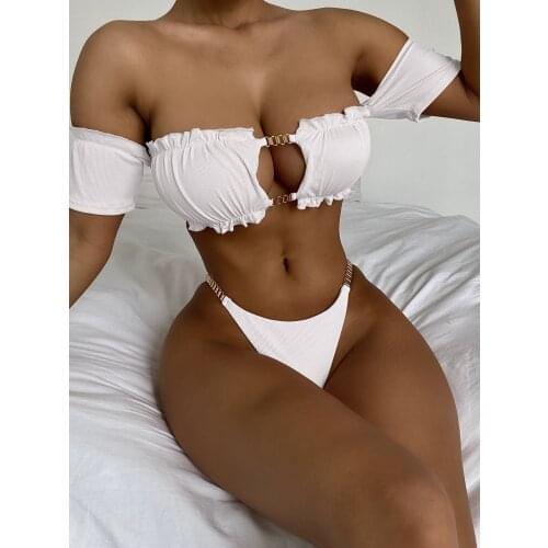 Solid Sexy Bikini 2021 Woman Swimsuit Off Shoulder Brazilian Bikinis Set Swim Suit Women Swimwear Summer Beach Wear Bathing Suit