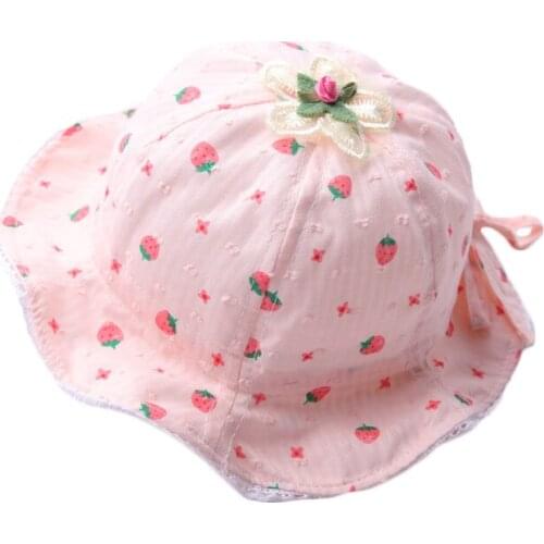 3 Months to 12 Months Baby Hat Spring Summer Thin Cotton Sunshade Hat Newborn Baby Fisherman Hat Girl Baby Princess Sun Hat