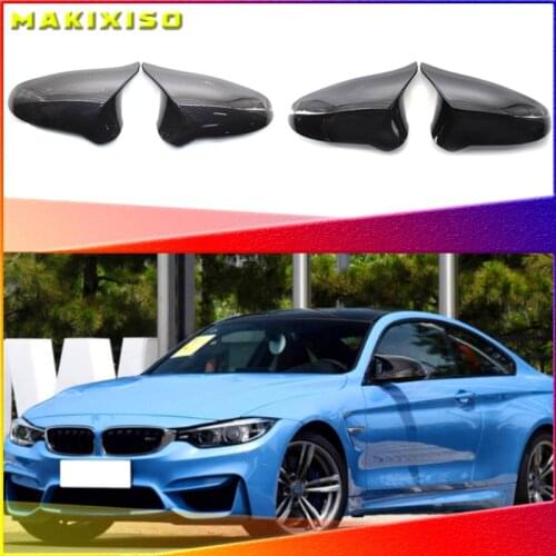A Pair Carbon Fiber Car Door Rear View Side Mirror Cover Rearview Mirror Cap Replacement For BMW F80 M3 F82 M4 2015-2018