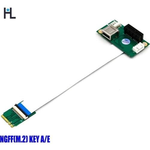 NGFF (M.2) Key A E to PCI-E Express X1+USB Riser Card with High Speed FPC Cable