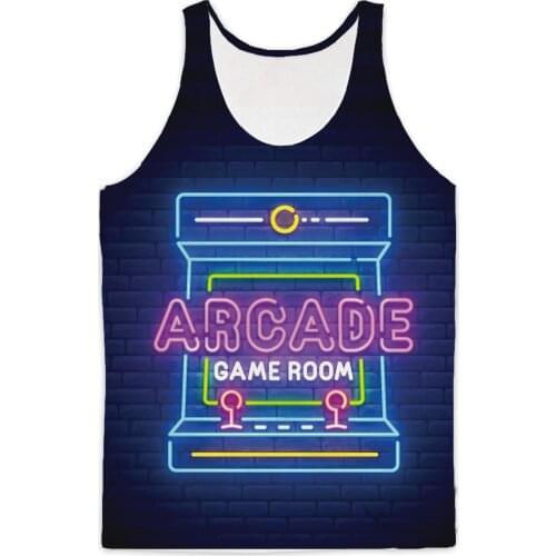 REAL American SIZE Arcade Gameroom fashion 3D Sublimation Print Tank top - plus size 4XL 5xl 6XL