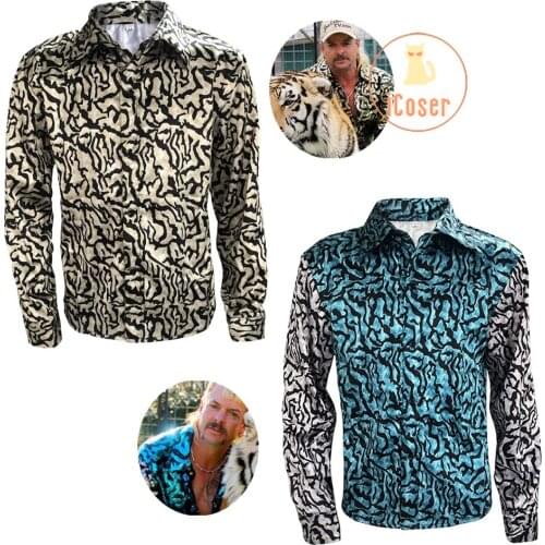 Tiger King Cosplay Shirt Joe Exotic Joseph 80s Retro Men Women Shirt Yellow Blue Top Adult Shirt Halloween Role Play Outfit