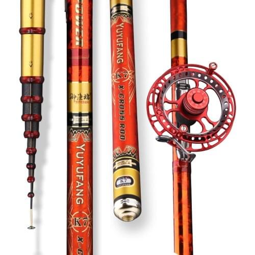4.9m-9.0m Front-End Fishing Rod Three Positioning Stream Olta De Pesca Carbon Fiber Not Cut Line Fishing Sticks Outdoor Sports