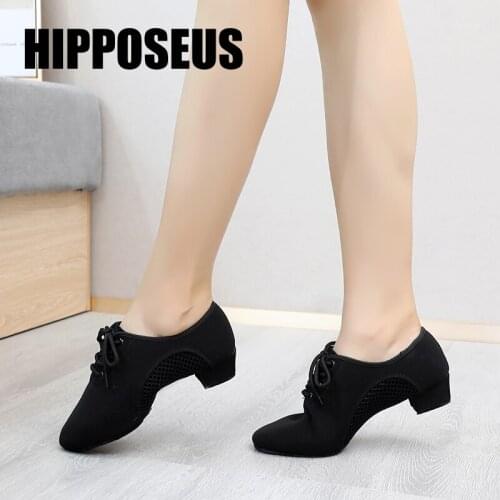 Hipposeus Unisex Dance-Shoes Ballroom Latin Shoes For Women Men Girls Children Jazz Tango Dancing Shoe Black Salsa Practise Shoe