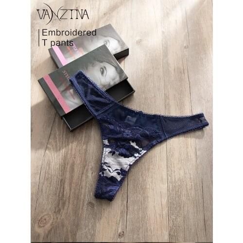 VANZTINA Womens panties thong sexy Intimate lingerie lace Cotton Bow g-strings briefs Female underwear Low Rise Underpanties