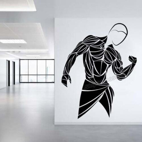 Gym Wall Decal Workout Athletic Gym Muscle Logo Fitness Beast Barbell Bodybuilding Healthy Wall Sticker Vinyl Room Decor B231