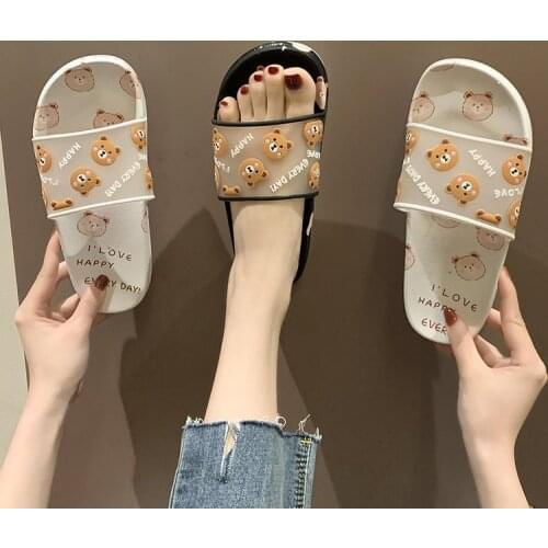 Japanese and Korean students indoor home flat shoes cartoon womens bathroom bath EVA plastic PVC slippers waterproof