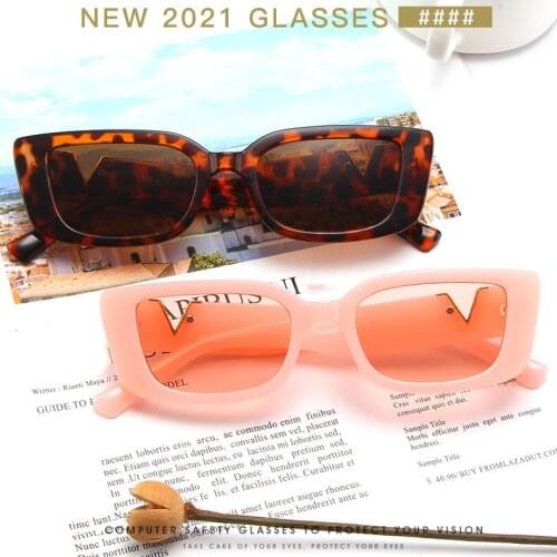2021 Retro Women Sunglasses Small Rectangle Frame Sun Glasses UV400 Protection Eyewear Summer Travel Beach Trendy Eyeglasses