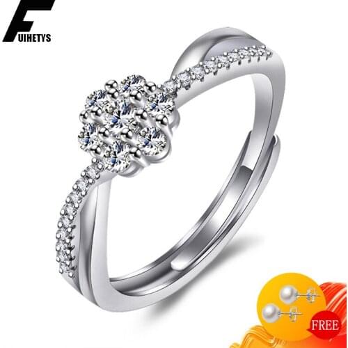 New Women Ring 925 Silver Jewelry with Zircon Gemstones for Female Wedding Bridal Party Gift Finger Rings Accessories Wholesale