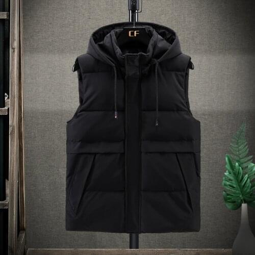 Mens Jacket Sleeveless Vest Winter New Fashion Casual Coats Male Cotton-Padded Mens Vest Outwear Thicken Waistcoats Windproof