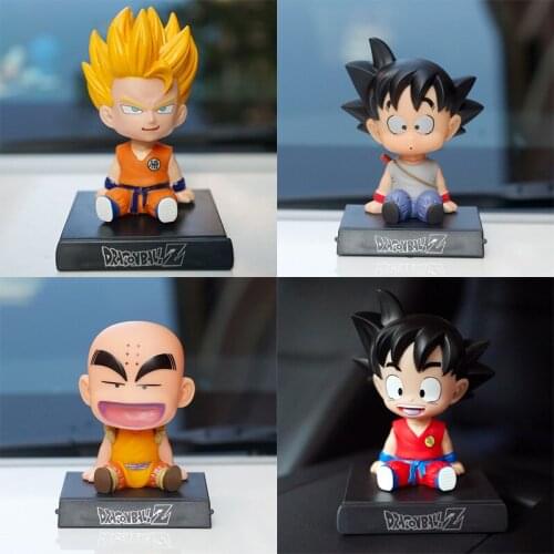 12cm 4Style Dragon Ball Son Goku Kuririn Shaking His Head Doll Car Desk Ornaments Car Accessories Childrens Toys Holiday Gifts