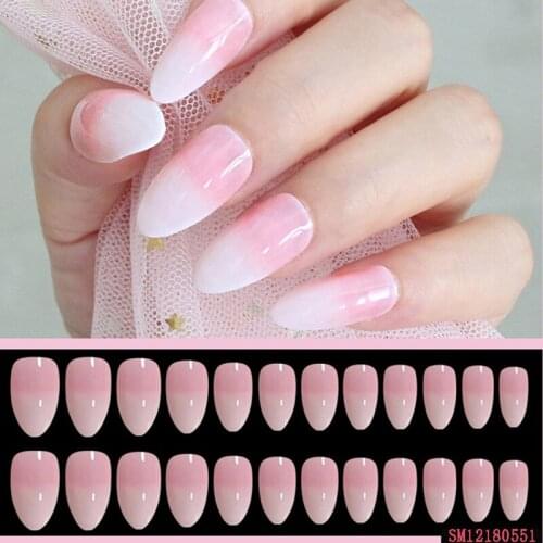 24Pcs/Set Fake Nails Tips Tops Finish Wedding Brides Nail Art Tips Decor 9 Styles Fashion Gradient Fake Nails