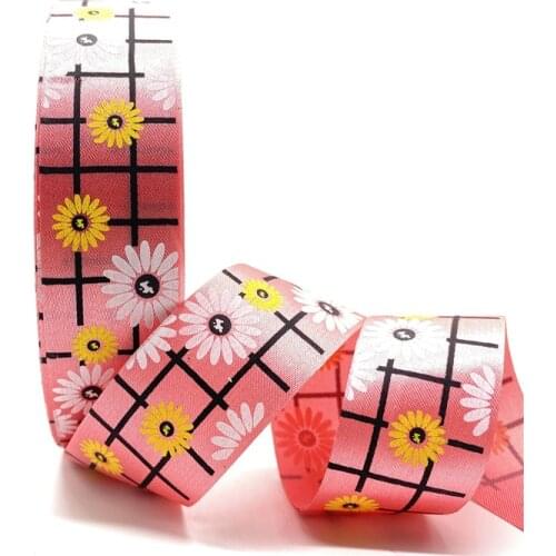 5Yards 25mm Printed Small Gloral Pattern Segment With Christmas Ribbon Used For Christmas Decoration DIY Sewing Fabric #06