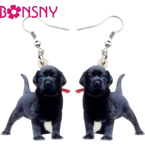 Bonsny Acrylic Sweet Labrador Dog Earrings Big Dangle Drop Cute Animal Jewelry For Women Girls Pet Lovers Gift Accessories Party