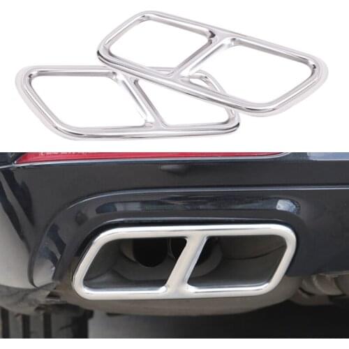 Car 2Pcs/ Set Silver Dual Exhaust End Pipe Muffler Tip Trim Cover Fit For Mercedes S Class W221 W222 C217