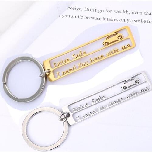 Drive Safe Keychain, Car Charm, Stainless Steel, Couples Key Chain, Engraved Keyring, Husband Gift, Boyfriend Gift