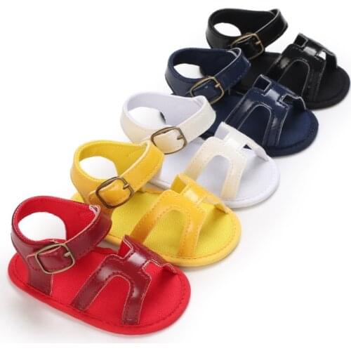 New Baby Girl Shoes Girl Sandals Summer Flats PU Flash Anti-Slip Soft Bottom Newborn Toddler First Walker Crib Shoes