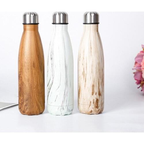 500ml Stainless Steel Bottle Creative electroplating wood grain star marble Travel Flask Heat Insulated Tea Coffee Cup Bottle