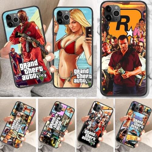Grand Theft Auto GTA GTA5 Phone Case For iphone 5 5S SE 2 6 6S 7 8 11 12 Mini Plus X XS XR Pro Max black silicone bumper pretty