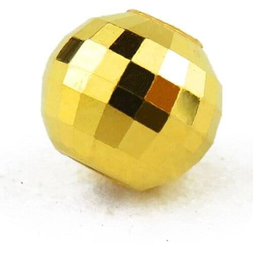 Pure 999 24K Yellow Gold 3D Bead DIY Bracelet Ring Necklace Round Solid Laser Glossy Bead Pendant For Men Women