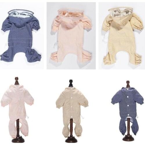Dog Raincoat Korean Polka Dot Summer Outing Four-Legged Waterproof And Dustproof Clothes Puppy Pet Raincoat