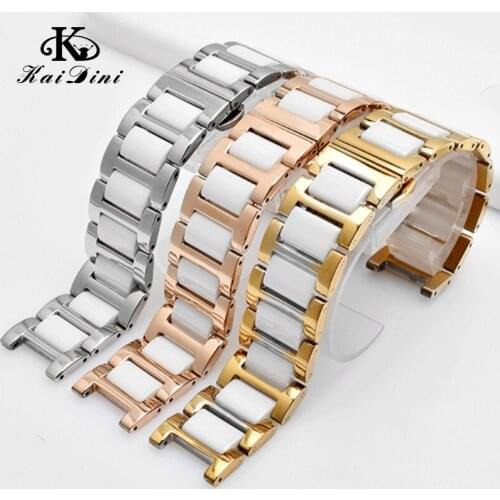 Dual Color 316 Stainless Steel Ceramic Watch band simple women Concave sport accessories 14mm 16mm 18mm 20mm 22mm Width for Gift