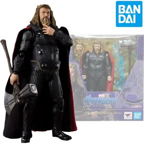 Bandai Original Marvel SHF Avengers Endgame Final Battle Edition Thor PVC Anime Action Figures Collection Model Toys Gifts 15cm
