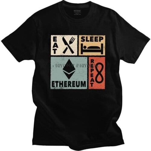 Vintage Design Ethereum T Shirt Men Short Sleeve Cotton T-shirt Blockchain Crypto Cryptocurrency Tee Tops Streetwear Tshirt