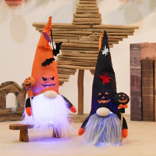 Gnome Plush Doll with Long Hat Handmade Faceless Toy with LED Desktop Decor Gift for Kids Boy Girl Home Decoration HY99