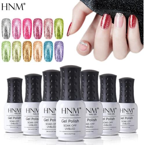 HNM 8ML Super Shiny Platinum Gel Nail Polish Rose Gold Silver Platinum Nail Varnish Primer Soak Off UV LED Long Lasting Lacquer