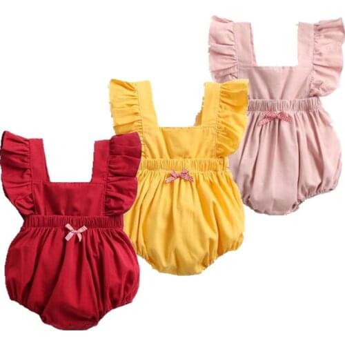 Newborn Baby Bodysuit Summer Baby Boys & Girls Jumpsuit Pure Color Cotton Sleeveless Home Wear For Baby Casual Bodysuit For Baby