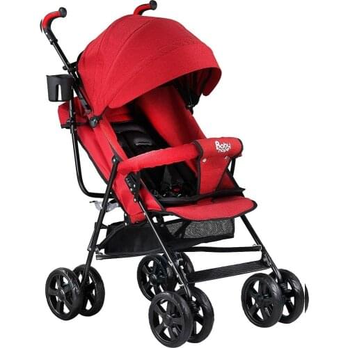 Full Lying Cane Baby Stroller Red
