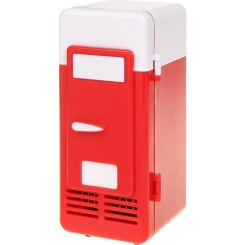Mini Red USB Fridge Cooler Beverage Drink Cans Cooler / Warmer Refrigerator for Laptop PC Computer