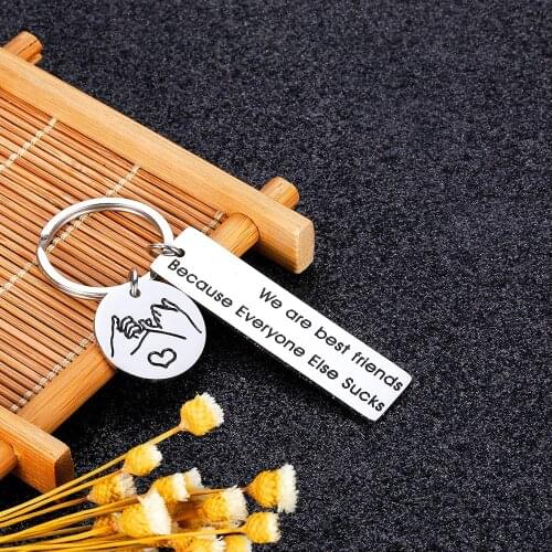 Creative Best Friend Keychains Birthday Graduation Gifts for Friends BFF Soulmates Companion Friendship Brother Sister Key Ring
