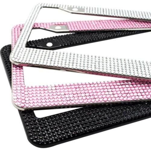 Crystal License Plate Frame Waterproof Stainless Steel For Auto Truck Vehicles Women Luxury Car Frame Plate for U.S model