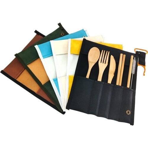 Reusable Bamboo Cutlery Set Wooden Cutlery Portable Dinnerware Set Flatware With Bags/Dinnerware Spoon Fork Chopsticks