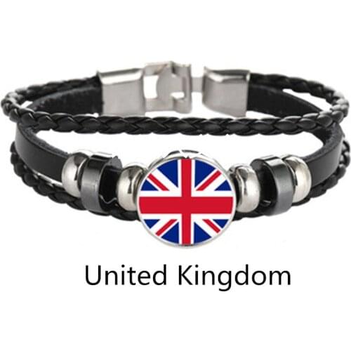 United Kingdom Hungary Chile flag multi-layer leather bracelet fashion bracelet men and women jewelry