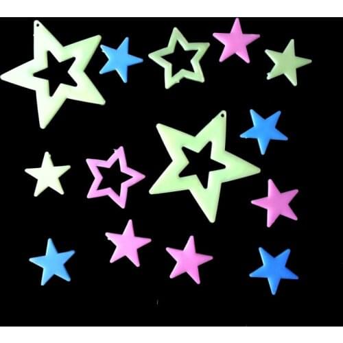 Fashion Color Pvc Plastic Empty Stars Luminous Fluorescent Plate Stereo Gifts For Children Cartoon Animation Wall Posters 2021