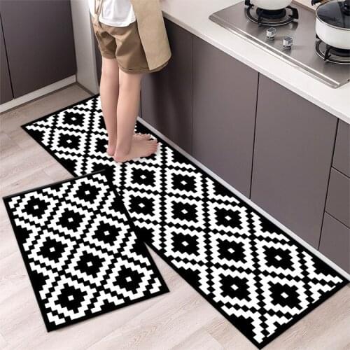 Fashionable Simple Nordic StyleWaterproof Kitchen Floor Mat Household Carpet Long Strip Door Mat Modern Home Decor
