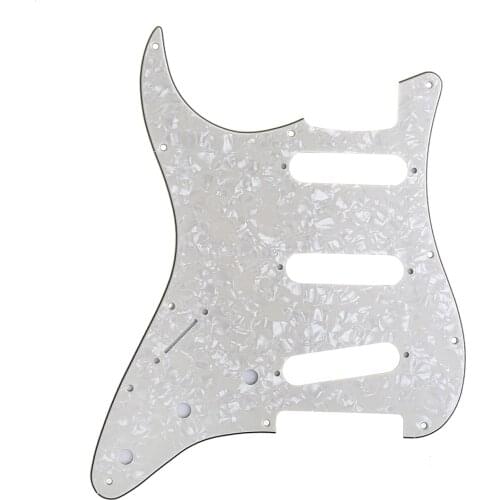Musiclily SSS 11 Hole Left Handed Strat Guitar Pickguard for Fender USA/Mexican Made Standard Stratocaster,4Ply Parchment Pearl
