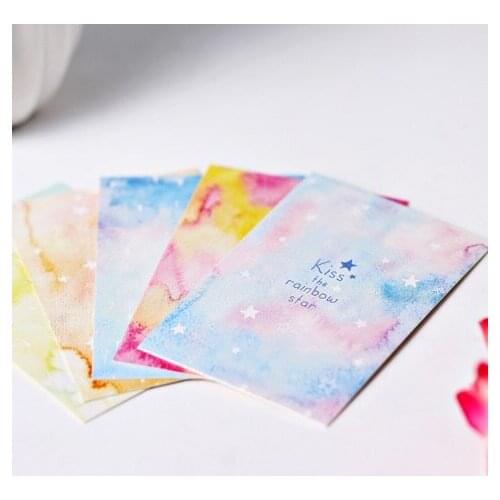 5.2*8cm 54pcs Mini Rainbow Star theme multi-use as Scrapbooking Craft Paper DIY Decoration gift card message card