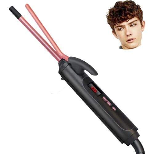 3/8 Inch Small Rotating Curling Iron 9mm Spin Curler Barrel Thin Wand Hair Curl for Mens Short Hair Ceramic Man Hair Waver