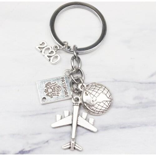 New 2020 2021 2022 Earth Plane Passport Pendant Keychain Travel Key Ring Friendship Best Friend Jewelry Key Chain Diy Handmade